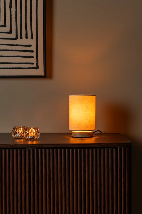 Lucide ALBANE - Table lamp - Ø 12 cm - 1xE14 - Light Wood Look - Essential - atmosphere 1